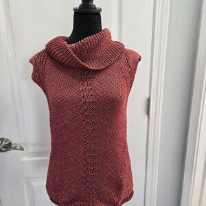 White House Black Market Women's Sleeveless Sweater Ruffle Mock Neck Sz Med